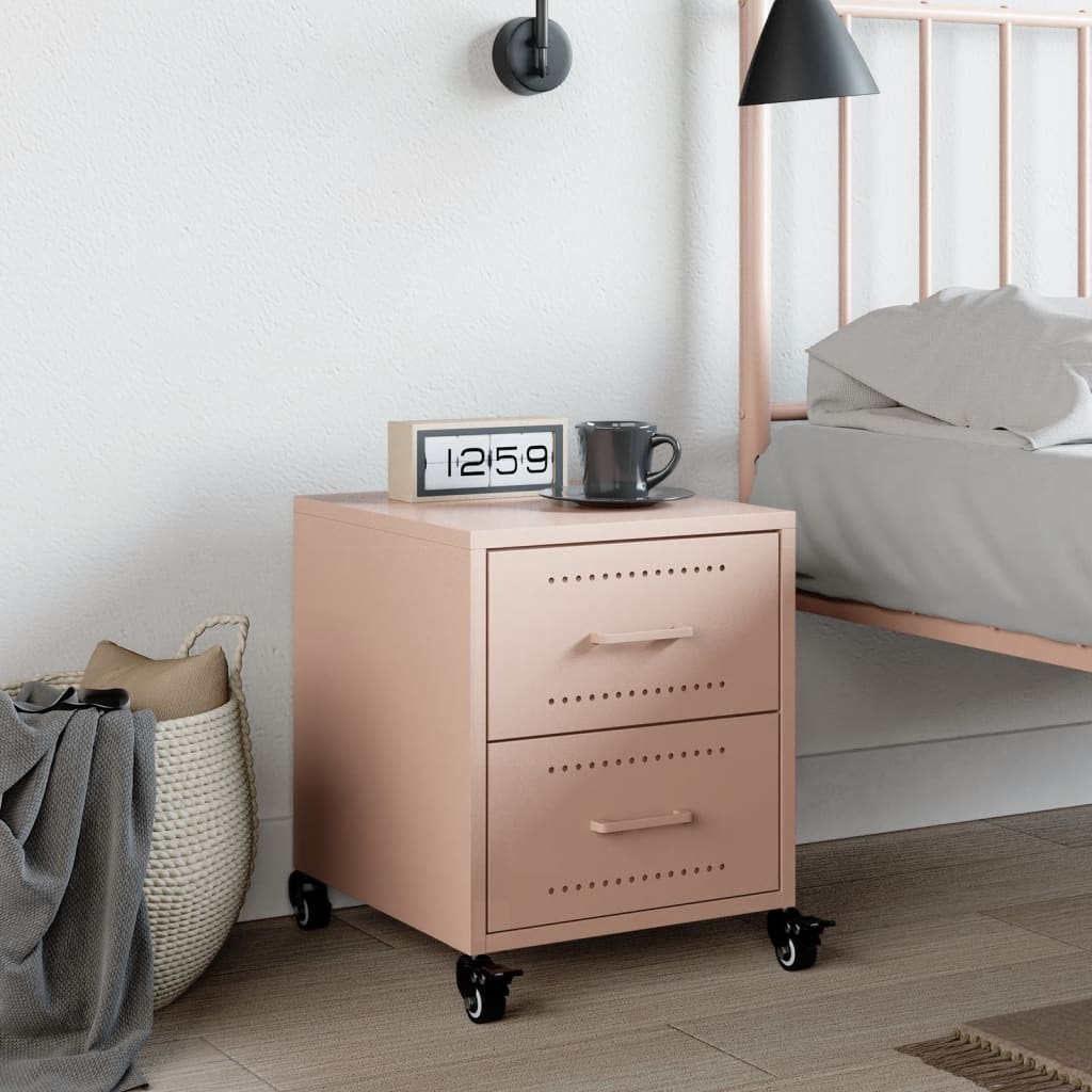 Pink Steel Bedside Cabinet 36x39x43.5 cm - Stylish & Compact