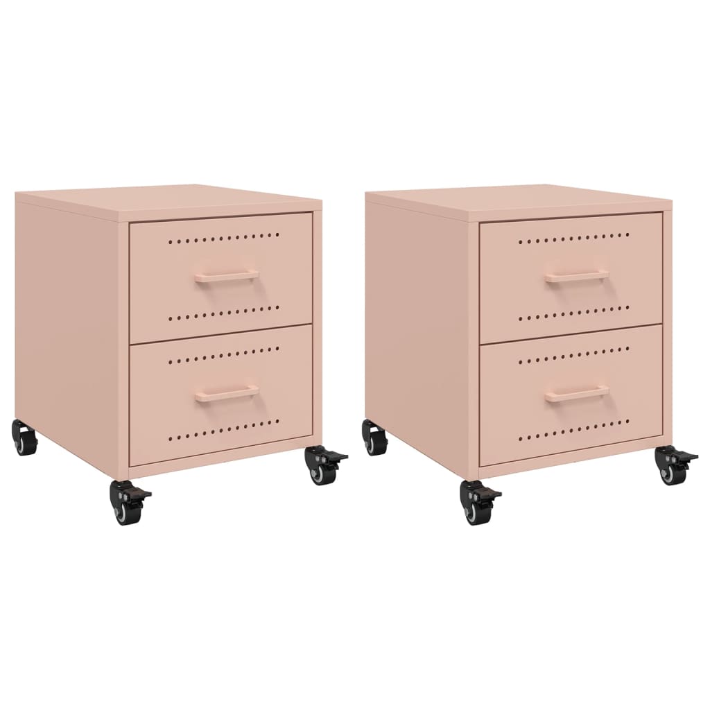 Pink Steel Bedside Cabinets 2 Pcs - Stylish & Sturdy 36x39x43.5 cm
