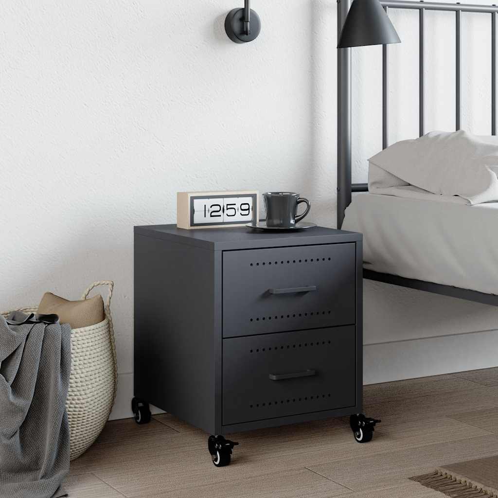 Anthracite Steel Bedside Cabinet 36x39x43.5 cm - Modern & Stylish
