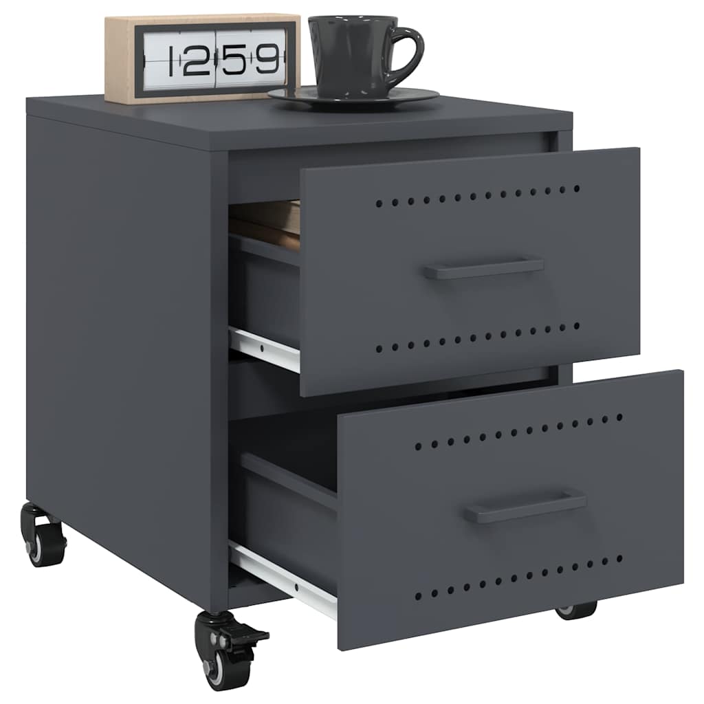 Anthracite Steel Bedside Cabinet 36x39x43.5 cm - Modern & Stylish