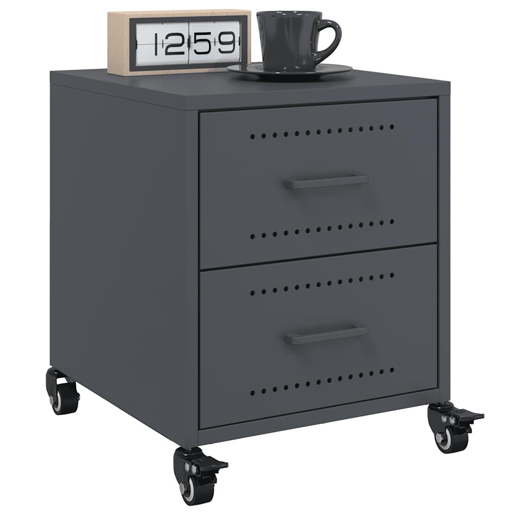 Anthracite Steel Bedside Cabinet 36x39x43.5 cm - Modern & Stylish