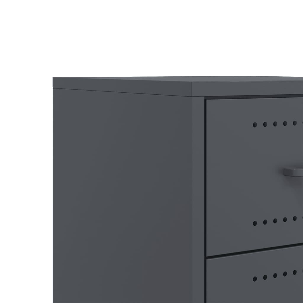 Anthracite Steel Bedside Cabinet 36x39x43.5 cm - Modern & Stylish