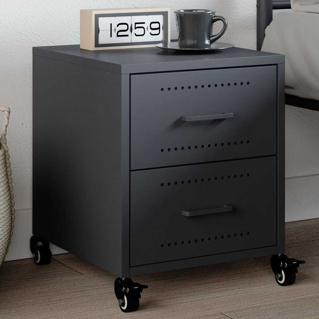 Anthracite Steel Bedside Cabinet 36x39x43.5 cm - Modern & Stylish