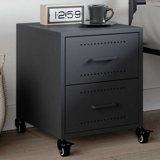 Anthracite Steel Bedside Cabinet 36x39x43.5 cm - Modern & Stylish