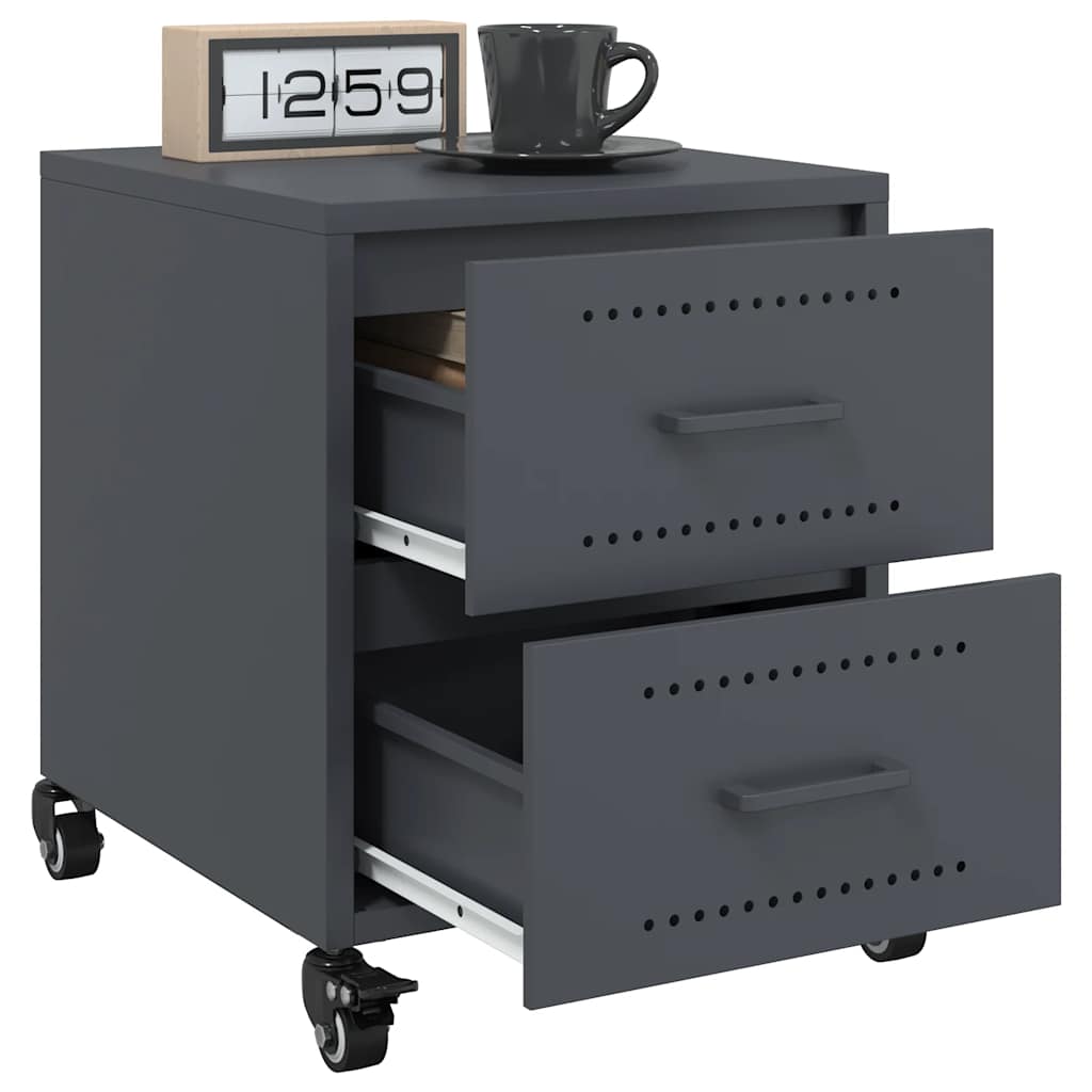 Anthracite Steel Bedside Cabinets Set of 2 - Sleek 36x39x43.5 cm