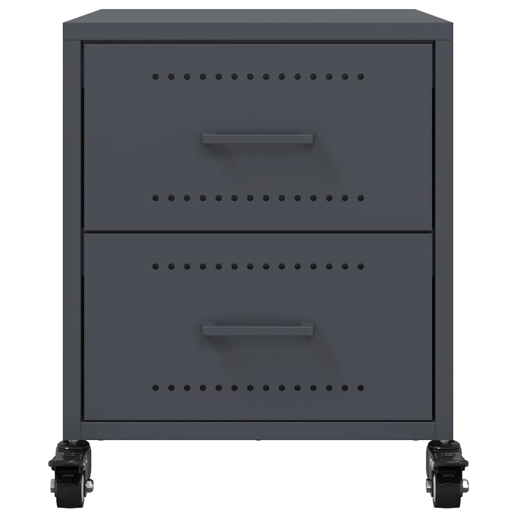 Anthracite Steel Bedside Cabinets Set of 2 - Sleek 36x39x43.5 cm