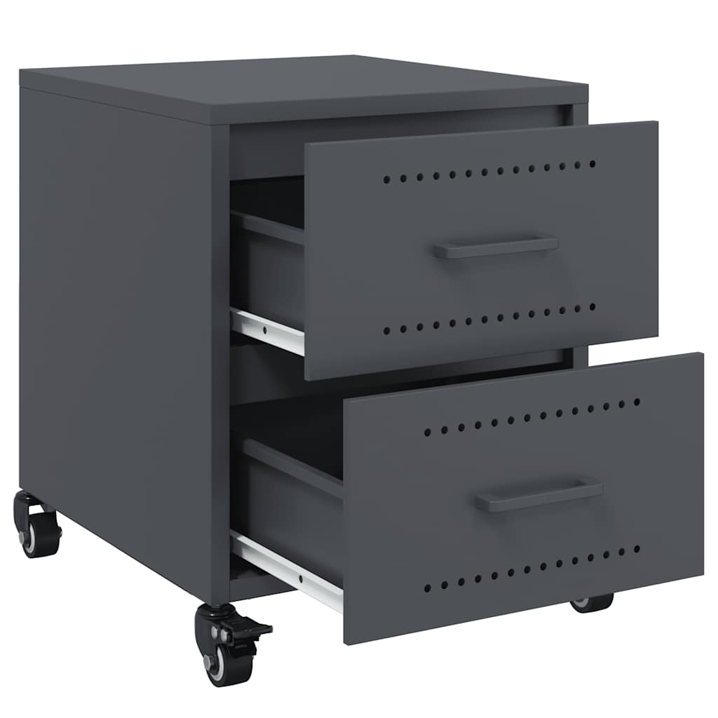 Anthracite Steel Bedside Cabinets Set of 2 - Sleek 36x39x43.5 cm