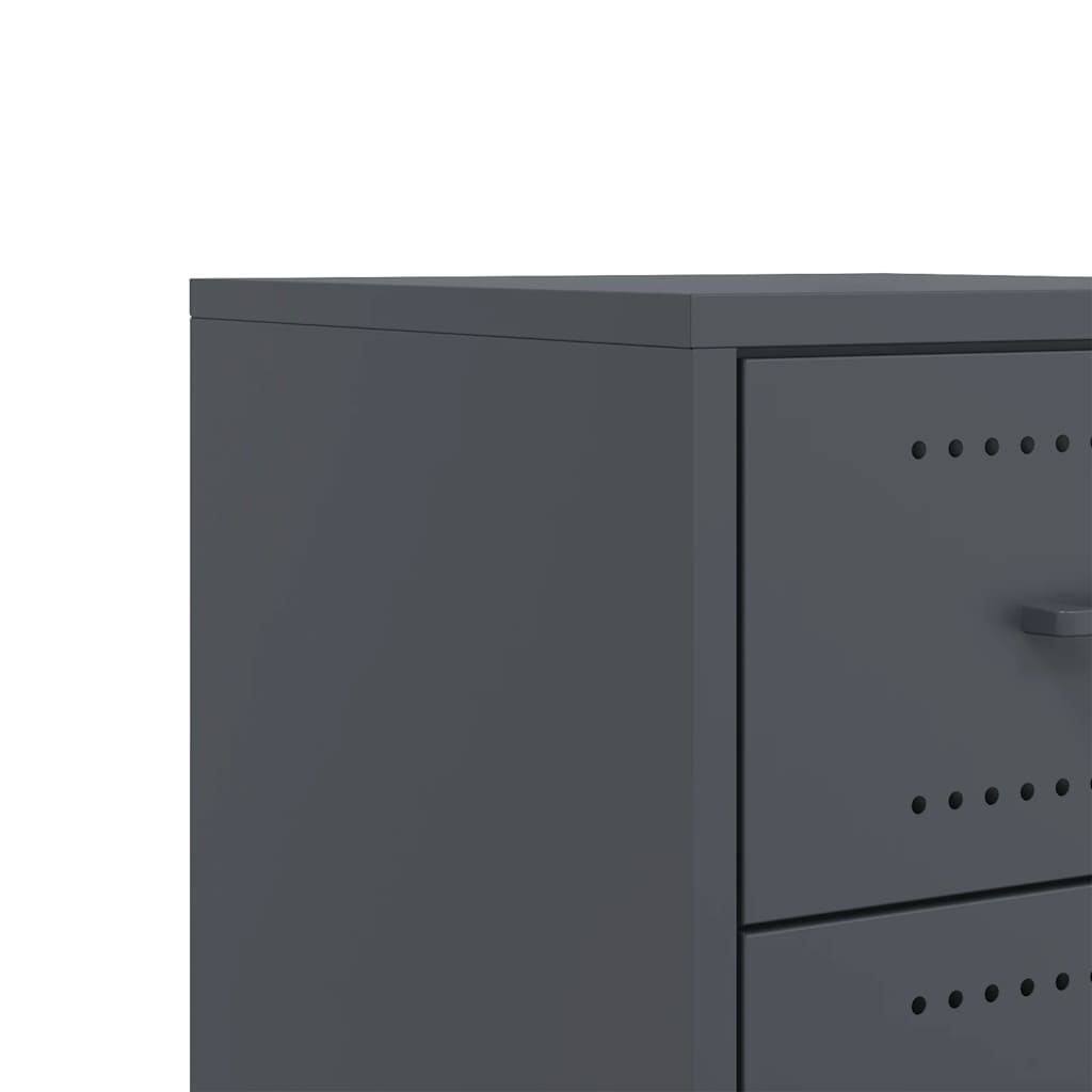 Anthracite Steel Bedside Cabinets Set of 2 - Sleek 36x39x43.5 cm