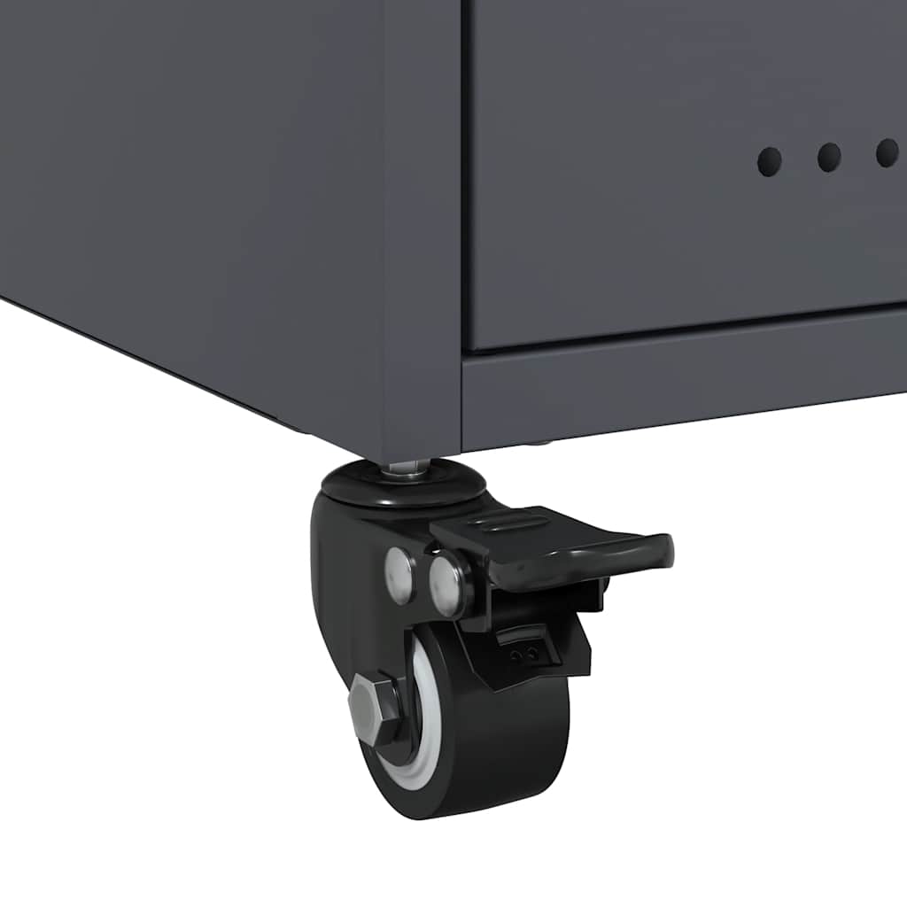 Anthracite Steel Bedside Cabinets Set of 2 - Sleek 36x39x43.5 cm