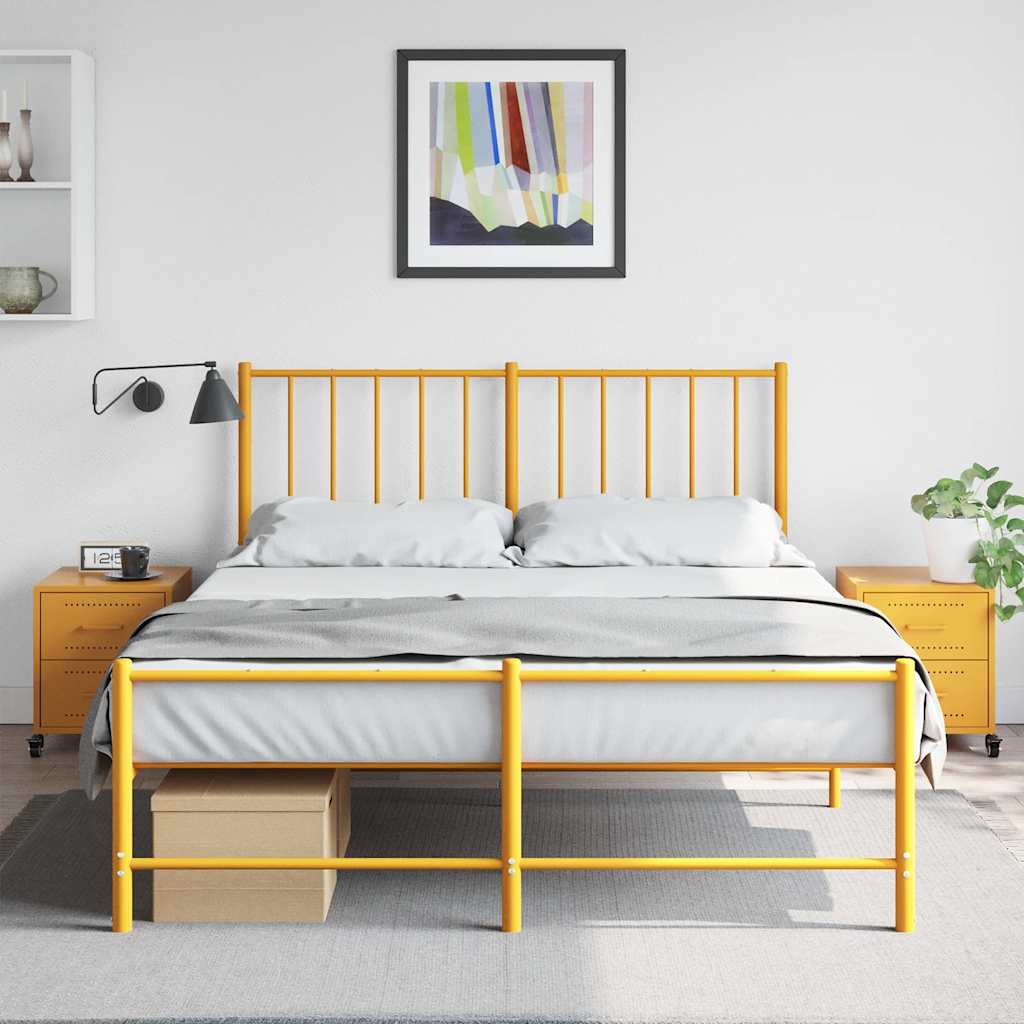 Mustard Yellow Steel Bedside Cabinets Set of 2 - 36x39x43.5 cm