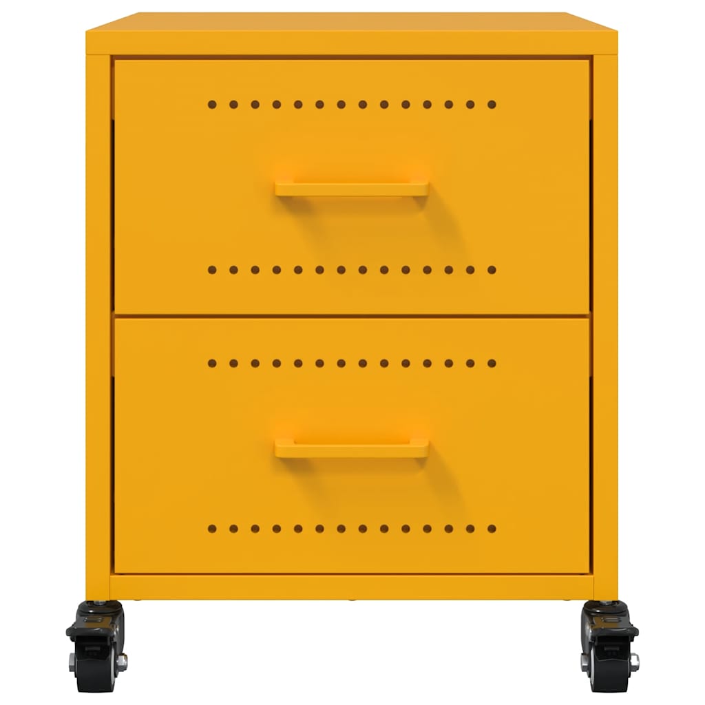 Mustard Yellow Steel Bedside Cabinets Set of 2 - 36x39x43.5 cm