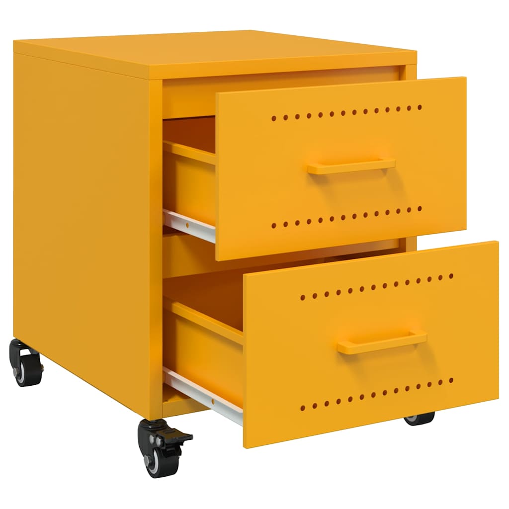 Mustard Yellow Steel Bedside Cabinets Set of 2 - 36x39x43.5 cm
