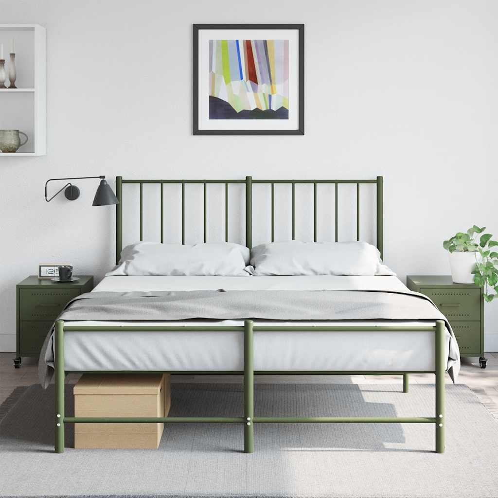Olive Green Steel Bedside Cabinets 2-Pcs, 36x39x43.5 cm