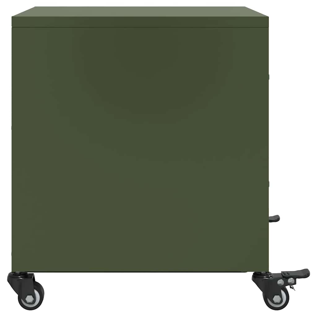 Olive Green Steel Bedside Cabinets 2-Pcs, 36x39x43.5 cm