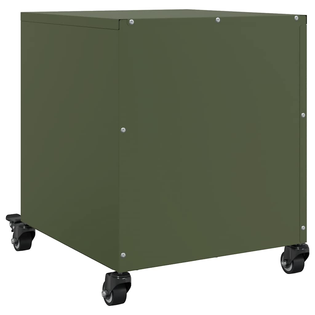 Olive Green Steel Bedside Cabinets 2-Pcs, 36x39x43.5 cm