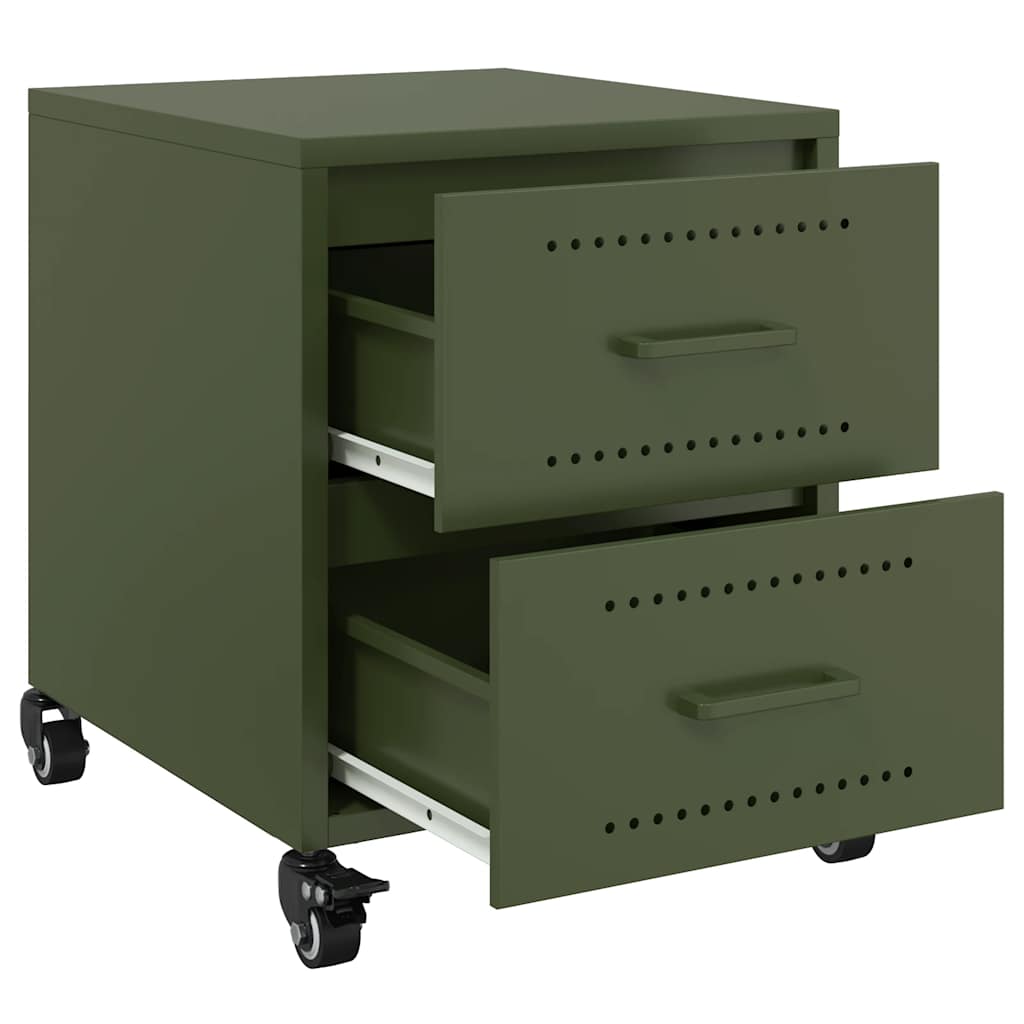 Olive Green Steel Bedside Cabinets 2-Pcs, 36x39x43.5 cm