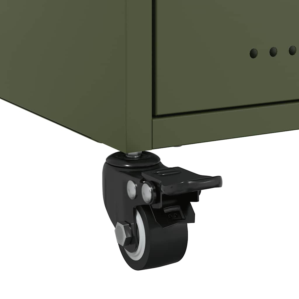 Olive Green Steel Bedside Cabinets 2-Pcs, 36x39x43.5 cm