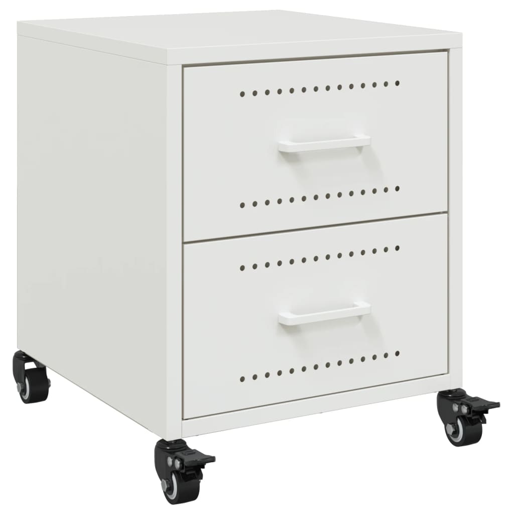 White Steel Bedside Cabinet, 36x39x43.5 cm - Modern & Durable Design