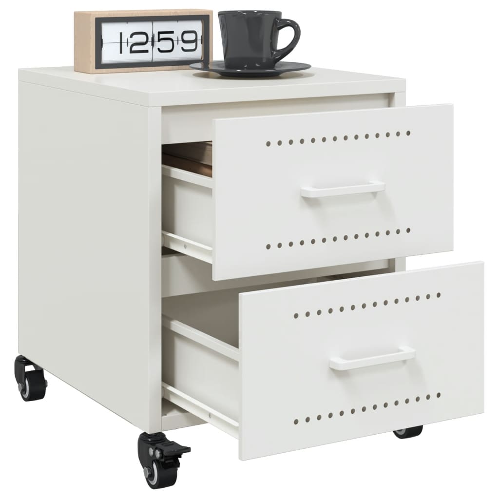 White Steel Bedside Cabinet, 36x39x43.5 cm - Modern & Durable Design