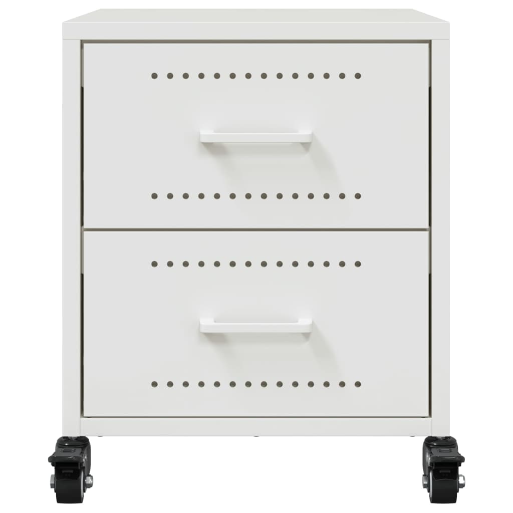 White Steel Bedside Cabinet, 36x39x43.5 cm - Modern & Durable Design