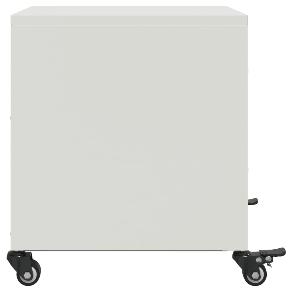 White Steel Bedside Cabinet, 36x39x43.5 cm - Modern & Durable Design