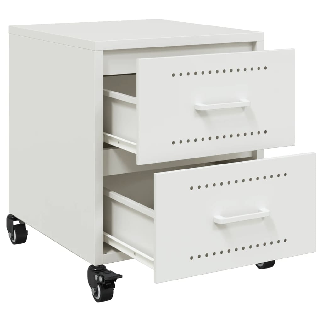 White Steel Bedside Cabinet, 36x39x43.5 cm - Modern & Durable Design
