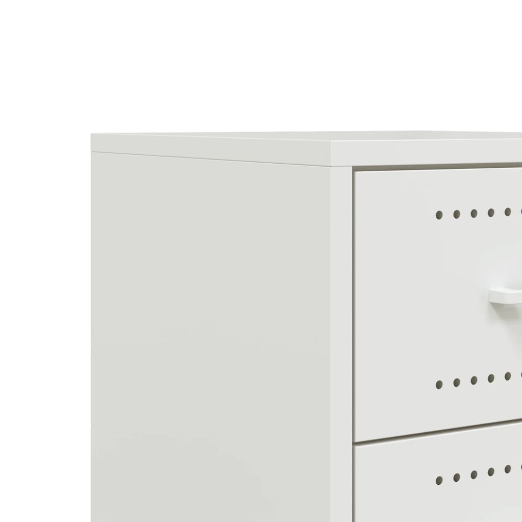 White Steel Bedside Cabinet, 36x39x43.5 cm - Modern & Durable Design