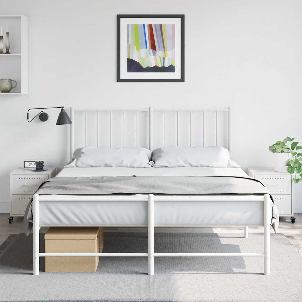 Set of 2 White Steel Bedside Cabinets - 36x39x43.5 cm