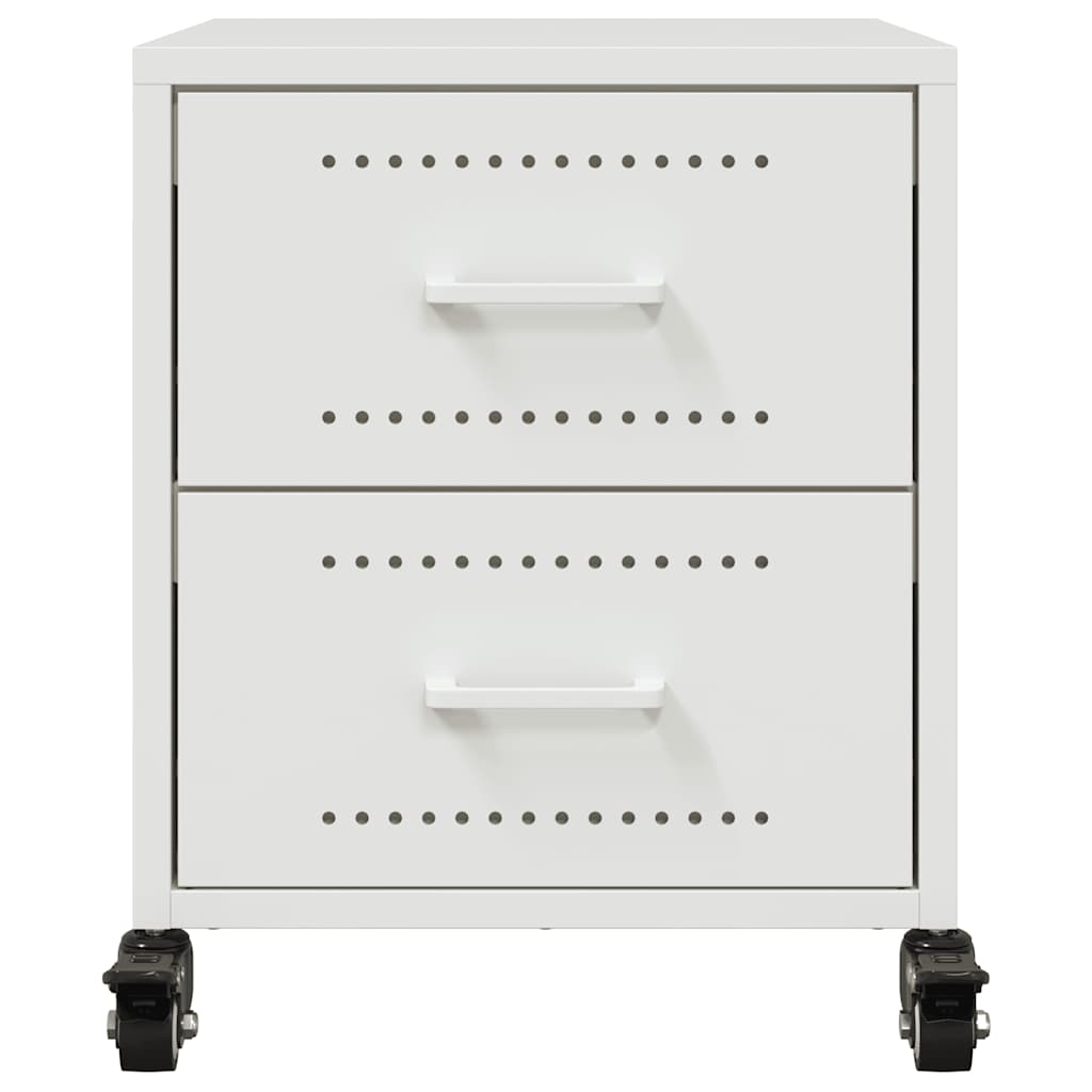 Set of 2 White Steel Bedside Cabinets - 36x39x43.5 cm