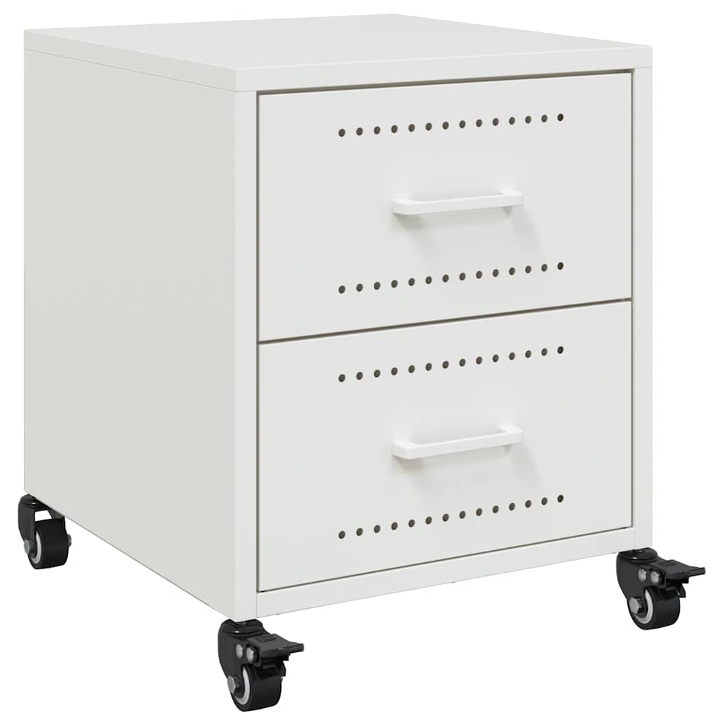 Set of 2 White Steel Bedside Cabinets - 36x39x43.5 cm