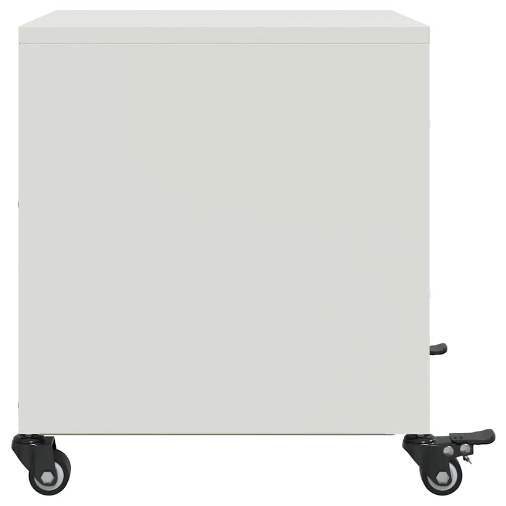 Set of 2 White Steel Bedside Cabinets - 36x39x43.5 cm
