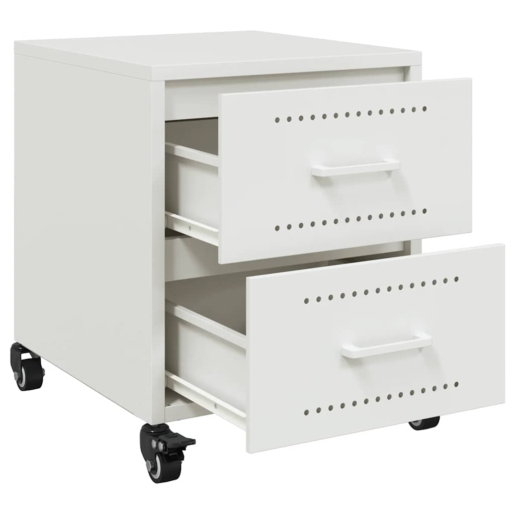 Set of 2 White Steel Bedside Cabinets - 36x39x43.5 cm