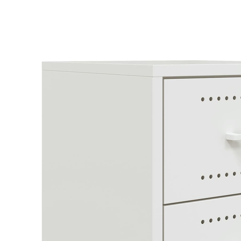 Set of 2 White Steel Bedside Cabinets - 36x39x43.5 cm