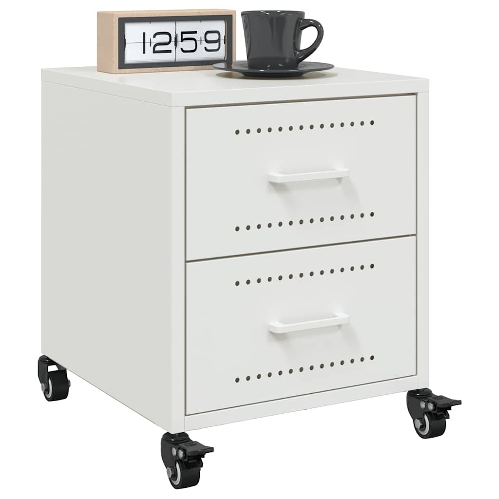Set of 2 White Steel Bedside Cabinets - 36x39x43.5 cm