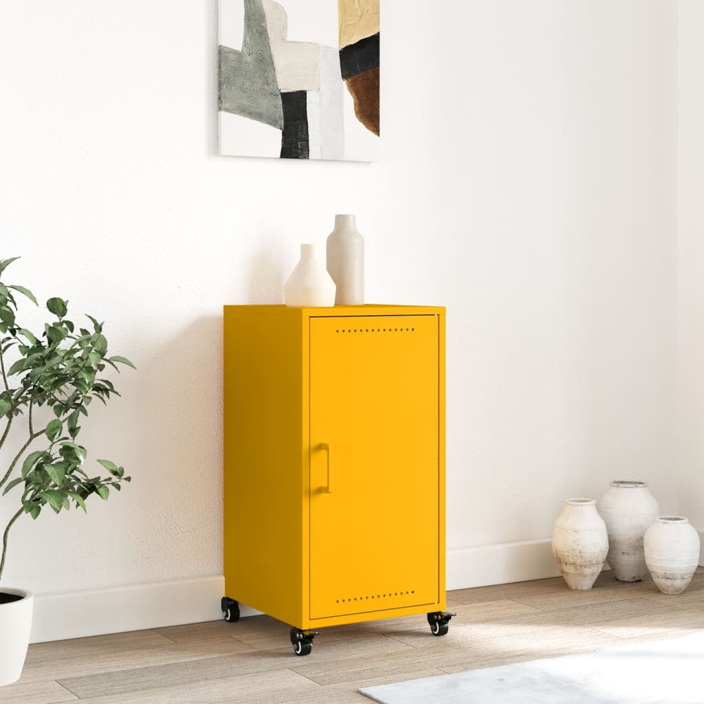 Mustard Yellow Steel Sideboard 36x39x72 cm - Stylish Storage Solution