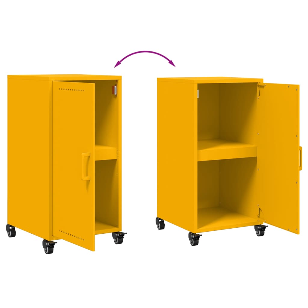 Mustard Yellow Steel Sideboard 36x39x72 cm - Stylish Storage Solution
