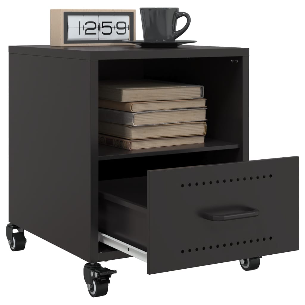 Black Steel Bedside Cabinet - 36x39x43.5 cm Durable & Stylish