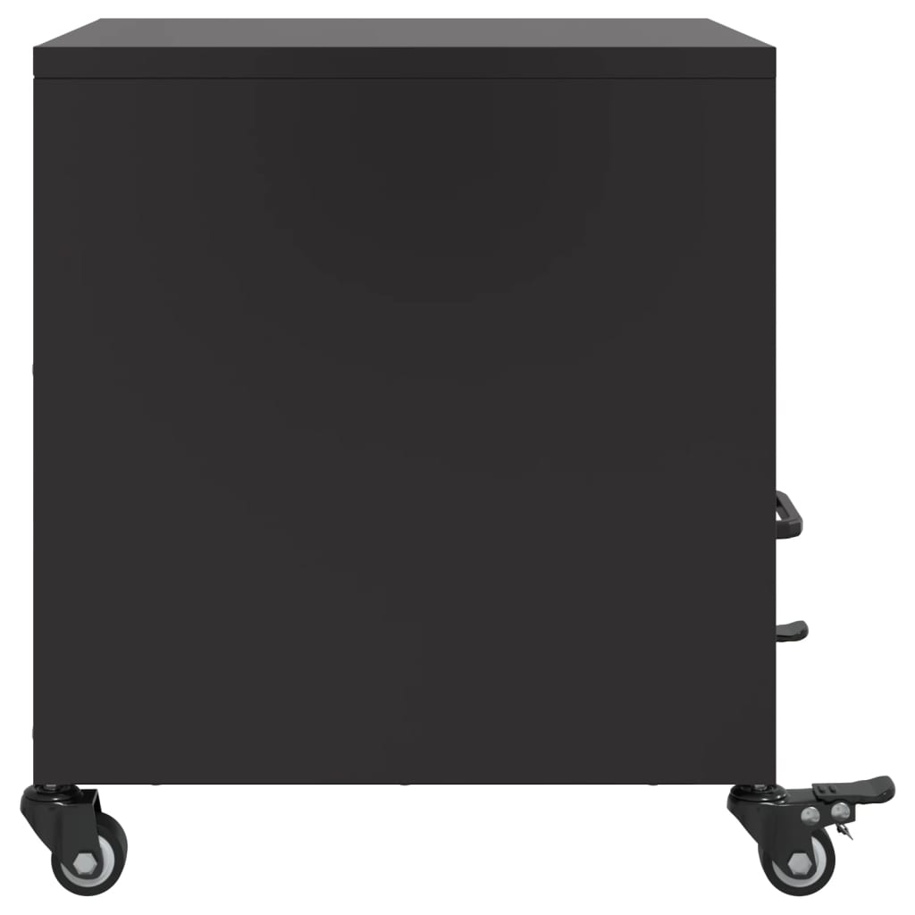 Black Steel Bedside Cabinet - 36x39x43.5 cm Durable & Stylish