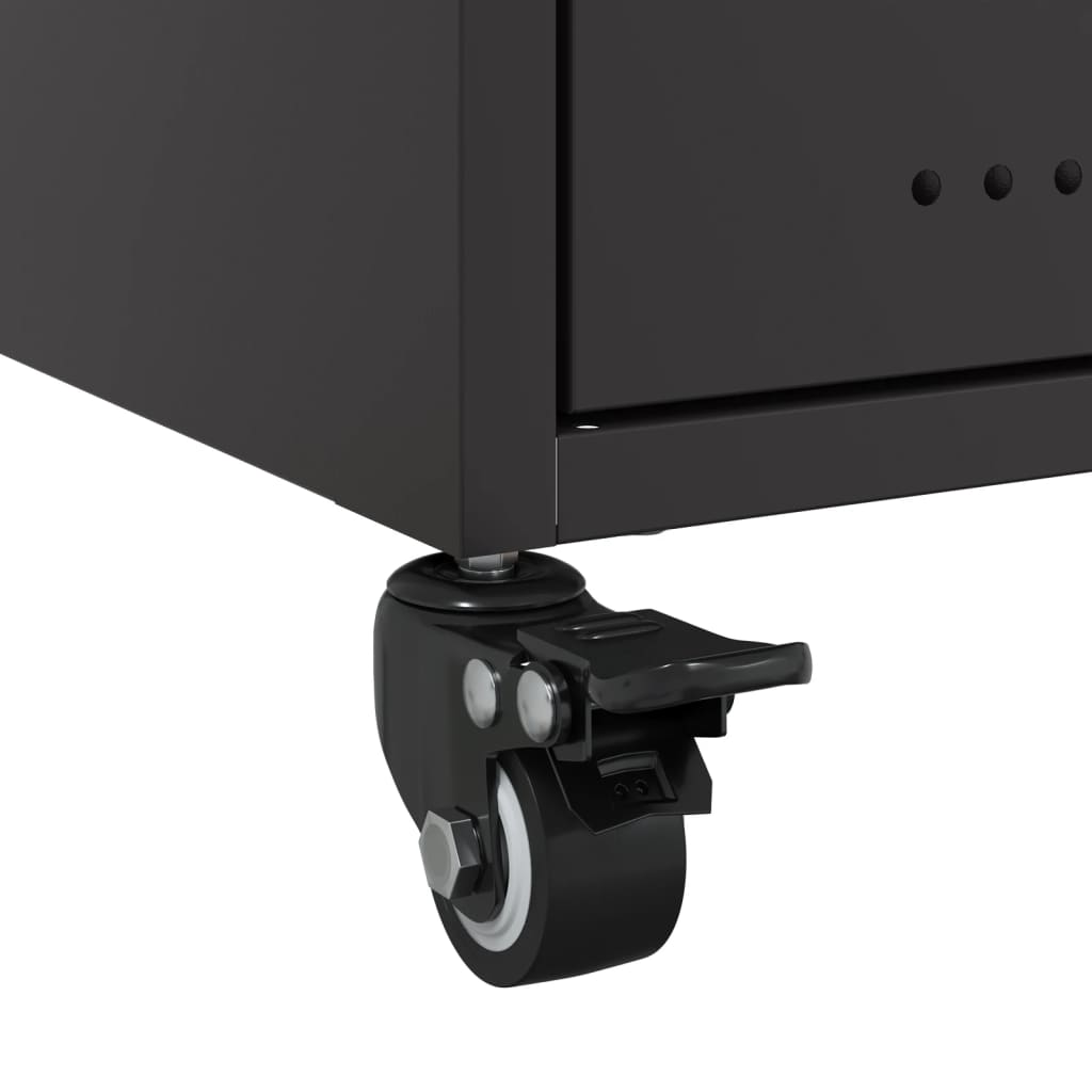 Black Steel Bedside Cabinet - 36x39x43.5 cm Durable & Stylish