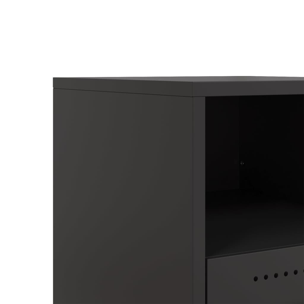 Black Steel Bedside Cabinet - 36x39x43.5 cm Durable & Stylish