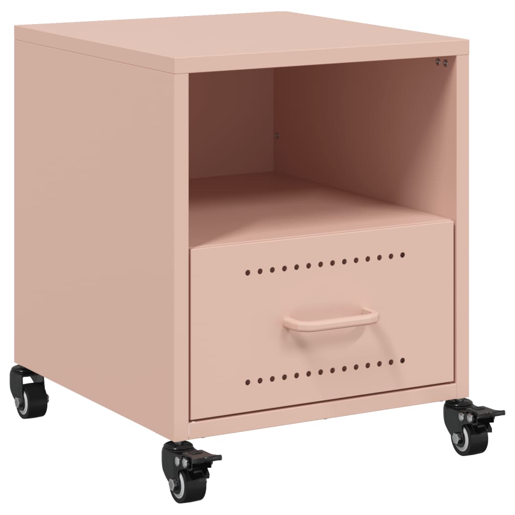 Pink Steel Bedside Cabinet - 36x39x43.5 cm Stylish Storage Solution