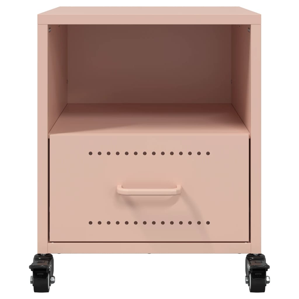 Pink Steel Bedside Cabinet - 36x39x43.5 cm Stylish Storage Solution