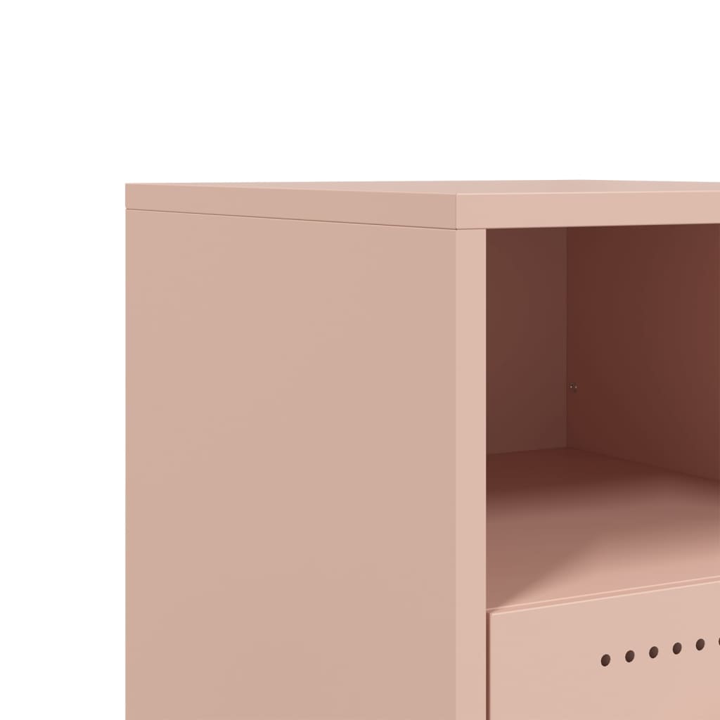 Pink Steel Bedside Cabinet - 36x39x43.5 cm Stylish Storage Solution