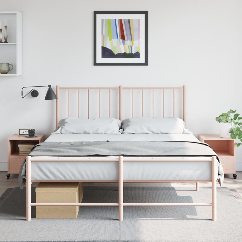 Set of 2 Pink Steel Bedside Cabinets - 36x39x43.5 cm