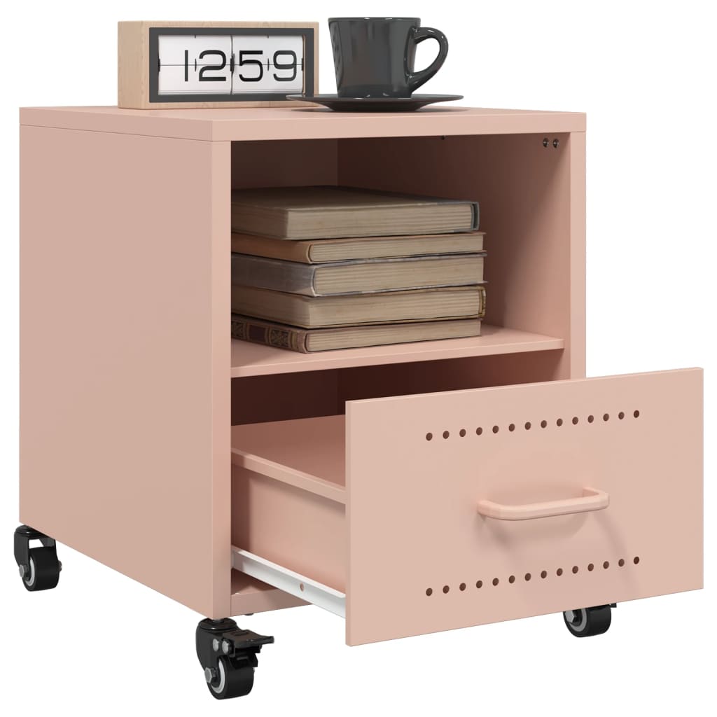 Set of 2 Pink Steel Bedside Cabinets - 36x39x43.5 cm