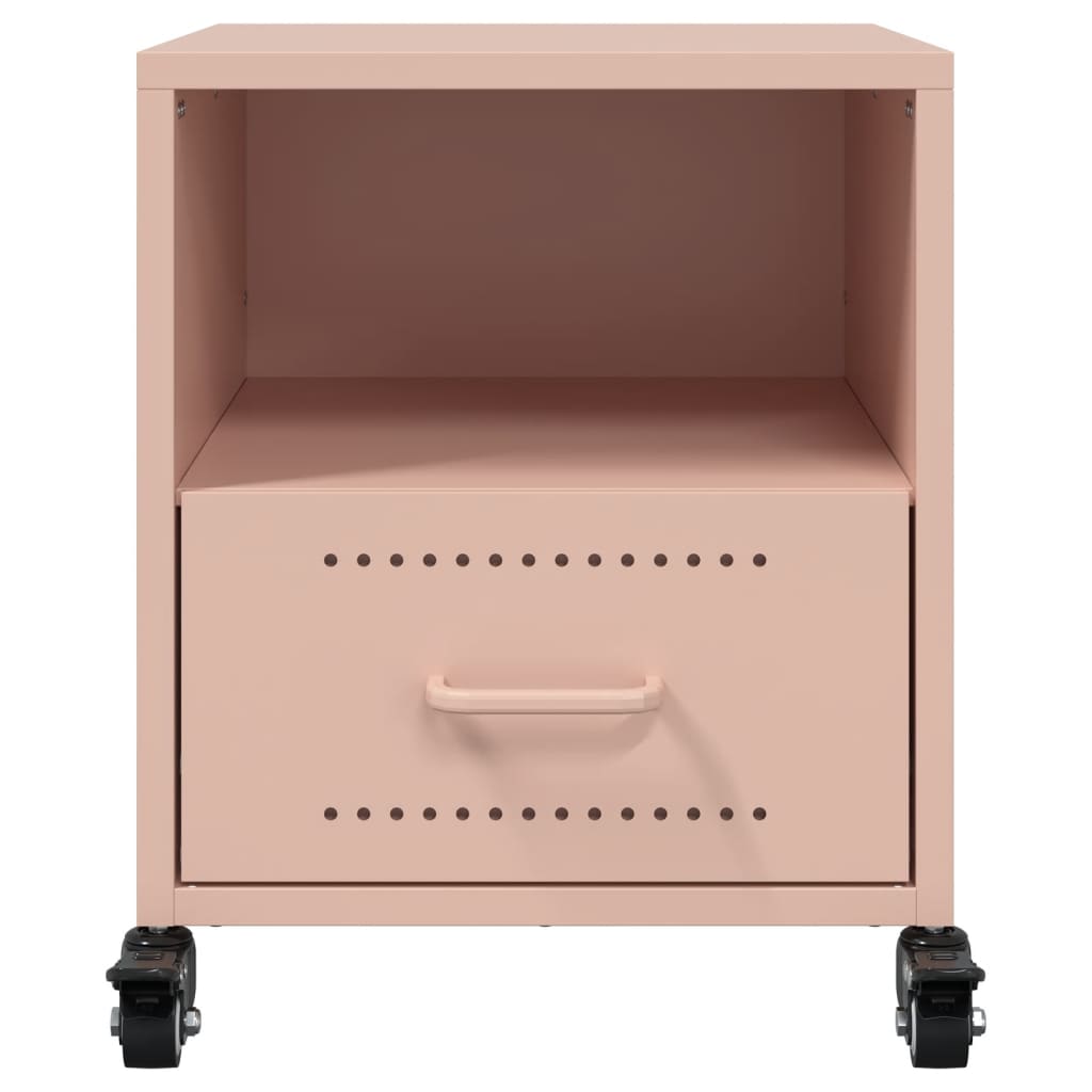 Set of 2 Pink Steel Bedside Cabinets - 36x39x43.5 cm