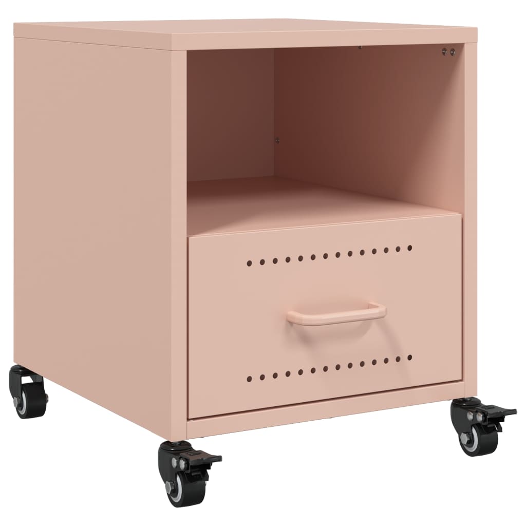 Set of 2 Pink Steel Bedside Cabinets - 36x39x43.5 cm