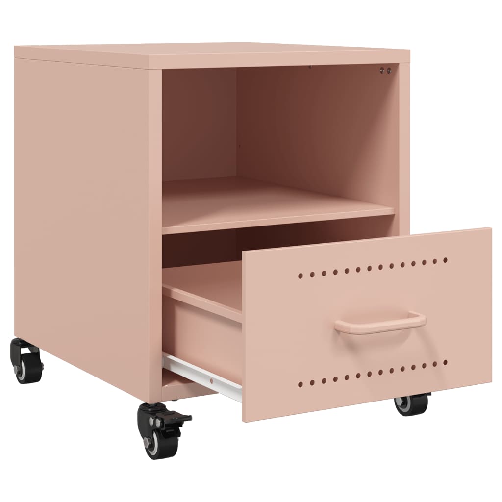 Set of 2 Pink Steel Bedside Cabinets - 36x39x43.5 cm