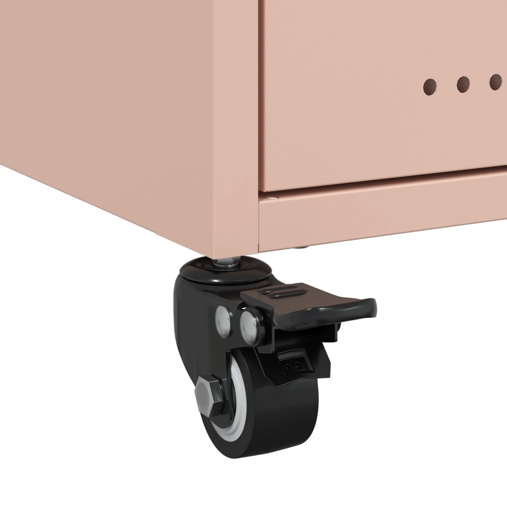 Set of 2 Pink Steel Bedside Cabinets - 36x39x43.5 cm