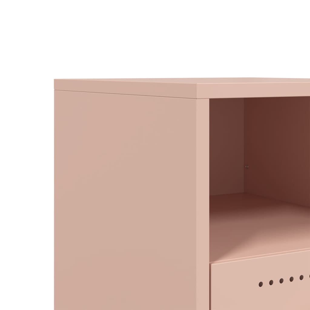 Set of 2 Pink Steel Bedside Cabinets - 36x39x43.5 cm